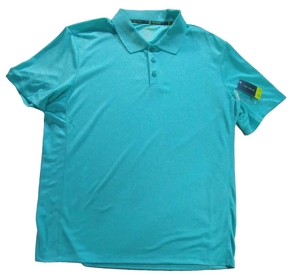 Tek Gear Polo Short Sleeve Tee Shirt Size XL Tahiti Ocean Blue 3 Button New